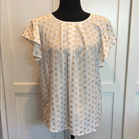Anthropologie Tops - Anthropologie Amadi White and Gold Women's Blouse